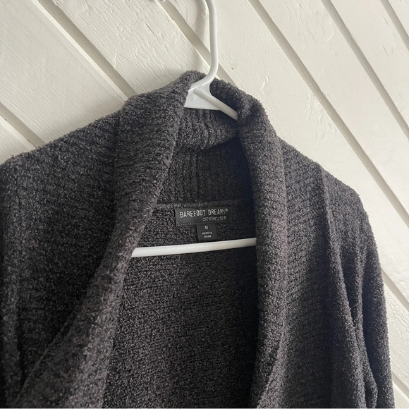 Barefoot Dreams CozyChic Lite Circle Cardigan in Black / Dark Grey Size Medium - Picture 7 of 8